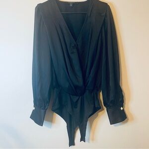 Marc New York Black Draped Bodysuit